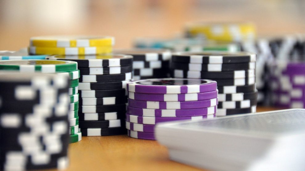 blue green and purple poker chips