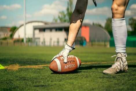 a man playing football